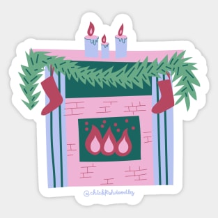 Cozy Christmas Fireplace Sticker